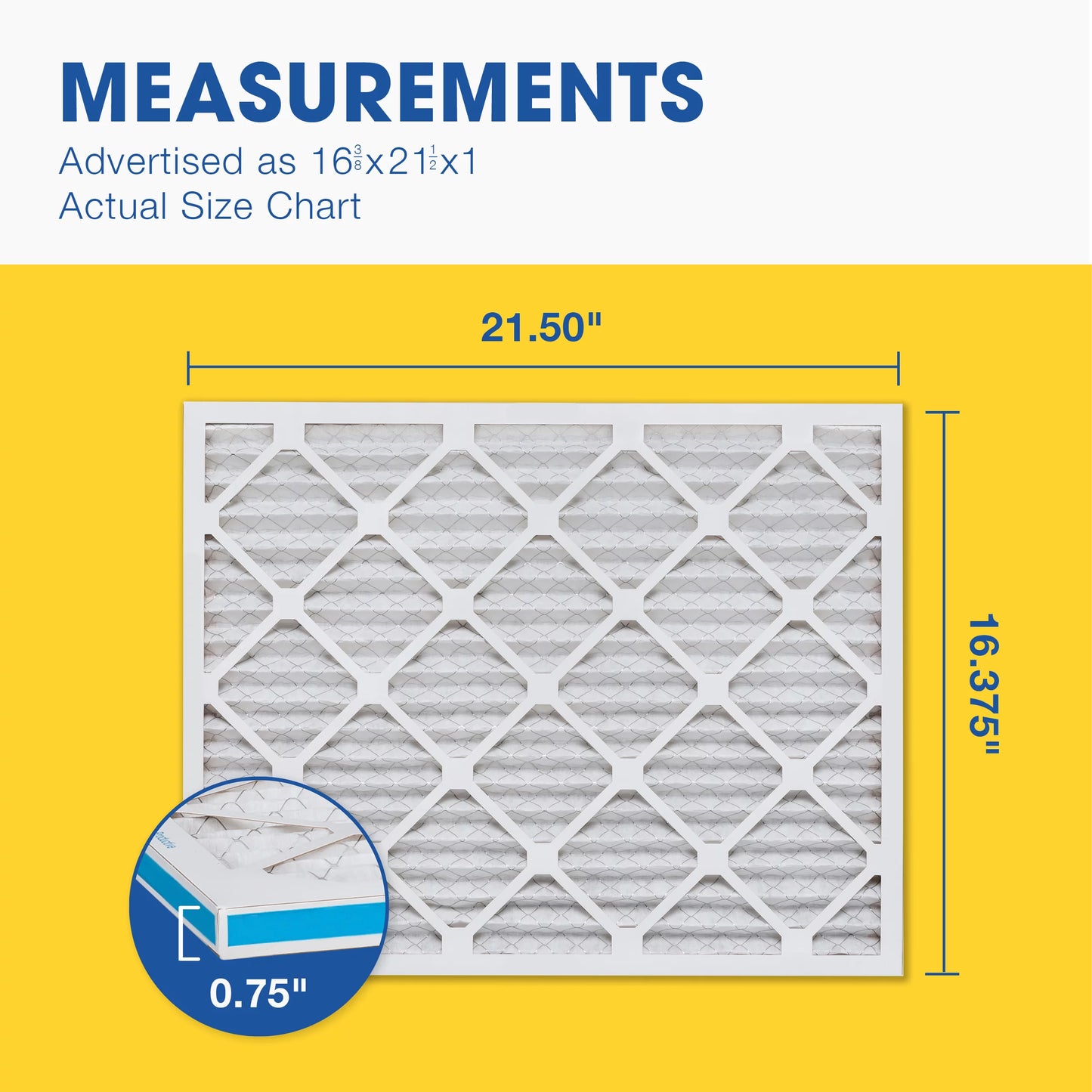 Aerostar 16 3/8 x 21 1/2 x 1 MERV 11 Pleated Air Filter, AC Furnace Air Filter, 6 Pack