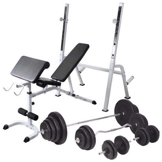 vidaXL Workout Bench with Weight Rack; Barbell and Dumbbell Sizeet 264.6 lb