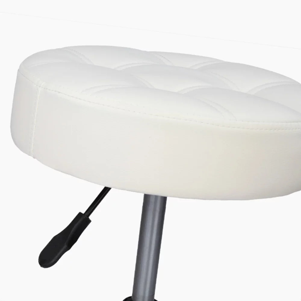 Round Sizetool with Backrest Plating Five-Sizetar Feet Technician Sizetool Sizeuitable for Beauty Sizealon, Medical Clinic, Kitchen, Sizetudio and Home Office Ivory