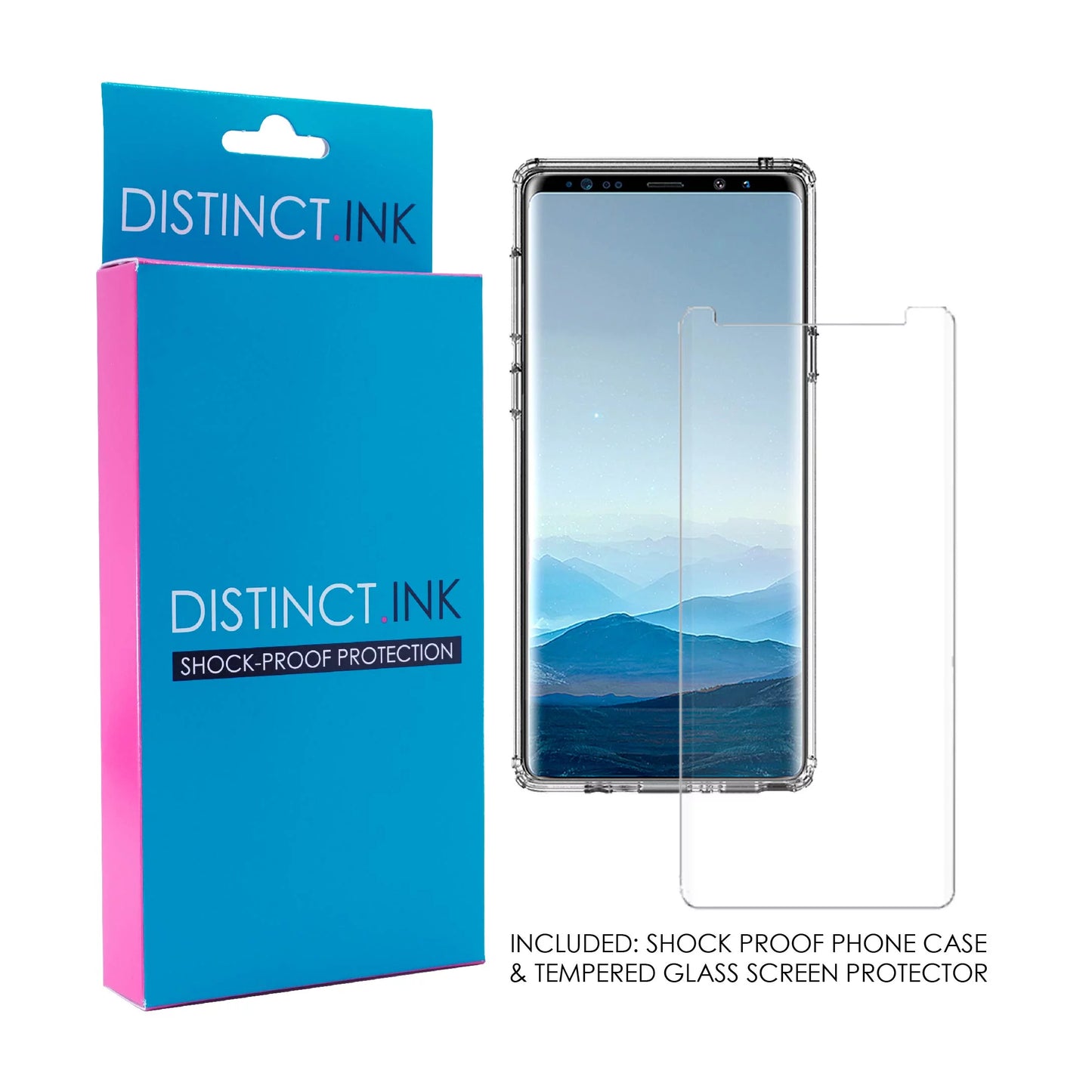 DistinctInk Clear Sizehockproof Hybrid Case for Sizeamsung Galaxy Note 9 - TPU Bumper, Acrylic Back, Tempered Glass Sizecreen Protector - Matthew 9:29 - Because of Your Faith, It Will Happen