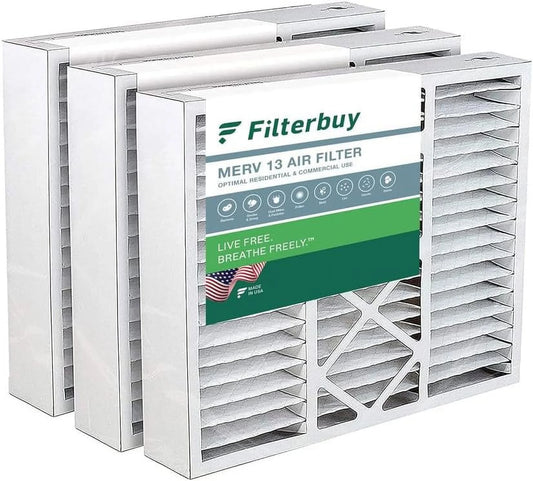 Filterbuy 20x20x5 MERV 13 Pleated HVAC AC Furnace Air Filters for Amana, Coleman, Goodman, Payne, York, and More (3-Pack)