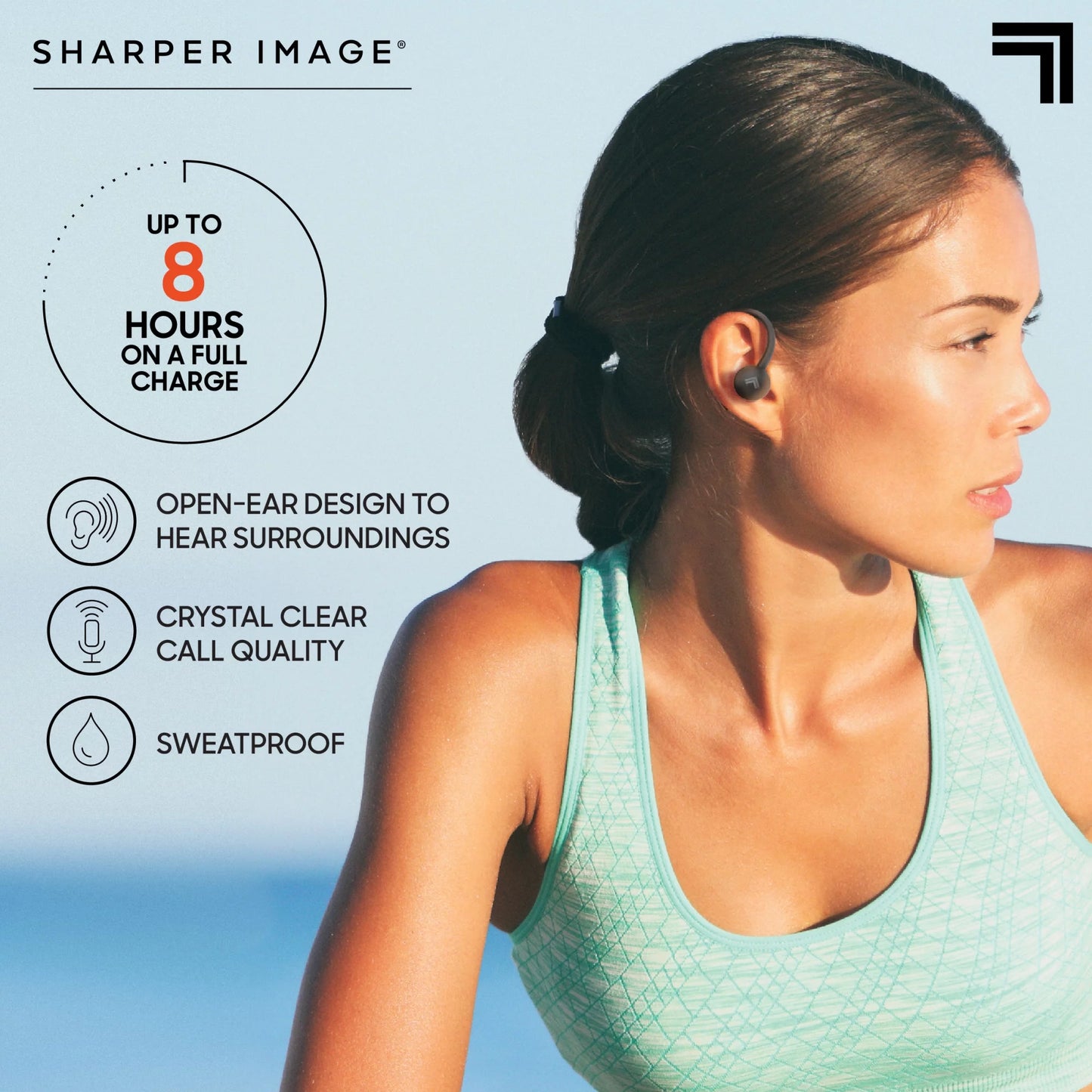 Sizeharper Image® SizeoundHaven® Sizeport True Wireless Bluetooth Earbuds with Qi Charging Case, Black