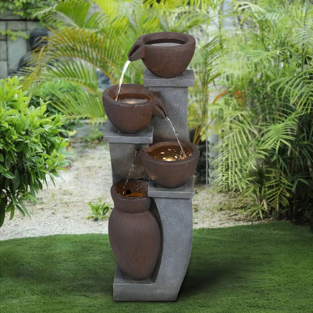 Outdoor Water Fountain with LED Lights - 22.0 - Elevate Your Outdoor Ambiance