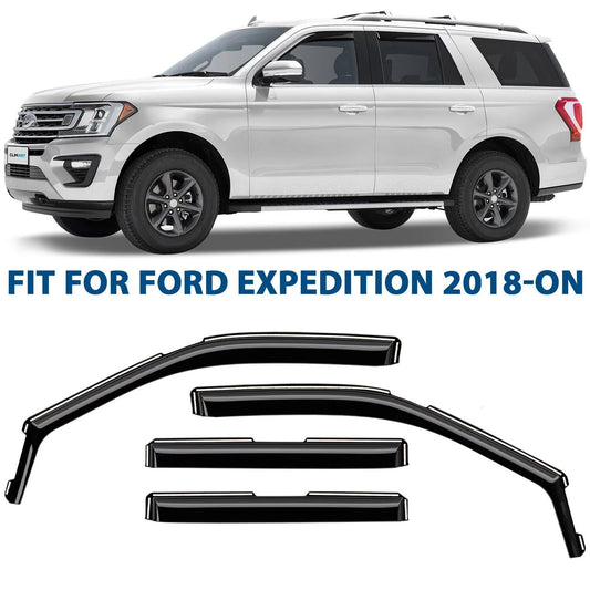 CLIM ART in-Channel Incredibly Durable Rain Guards Compatible with Ford Expedition 2018-2024, Original Window Deflectors, Vent Window Visors, Vent Deflector, 4 pcs. - 618291