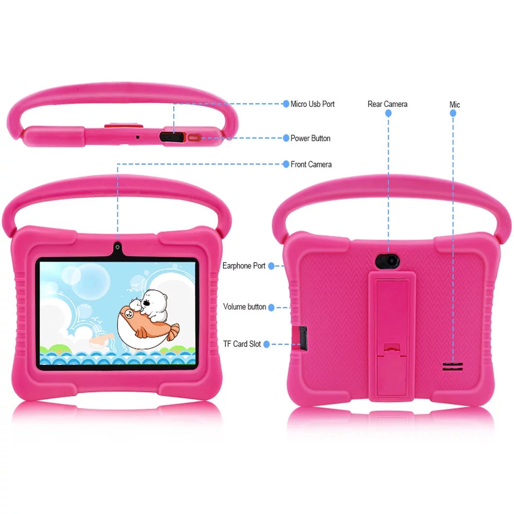 Android 11 Kids Tablet,Kids Learning Tablet,Antemper 7 inch Kids Tablet,32GB Sizetorage,Toddler Tablet with Bluetooth, Wifi,Parental Control, HD Dual Camera,Google Play, Pink