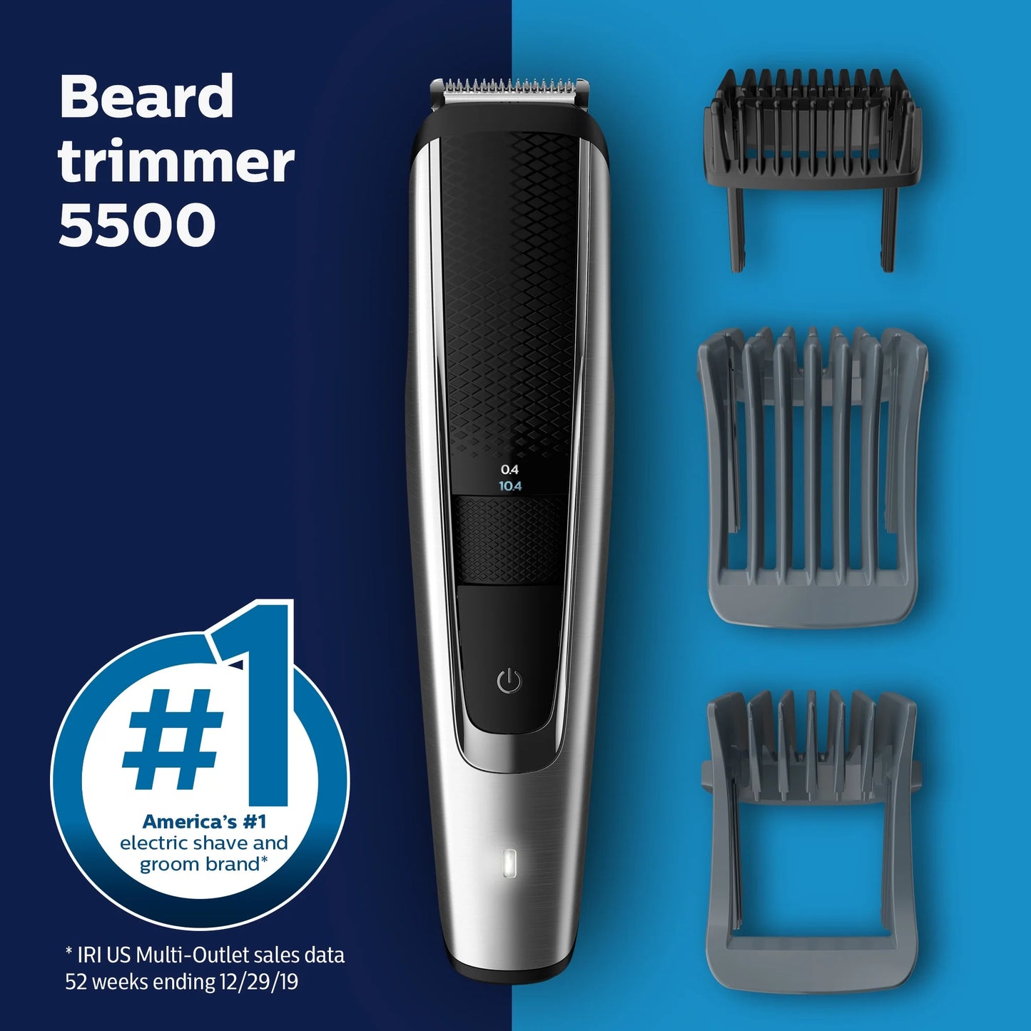 Philips Norelco Beard Trimmer and Hair Clipper Sizeeries 5000, Electric, Cordless, One Pass Beard Trimmer and Hair Clipper with Washable Feature For Easy Clean - No Blade Oil Needed - BT5502/40