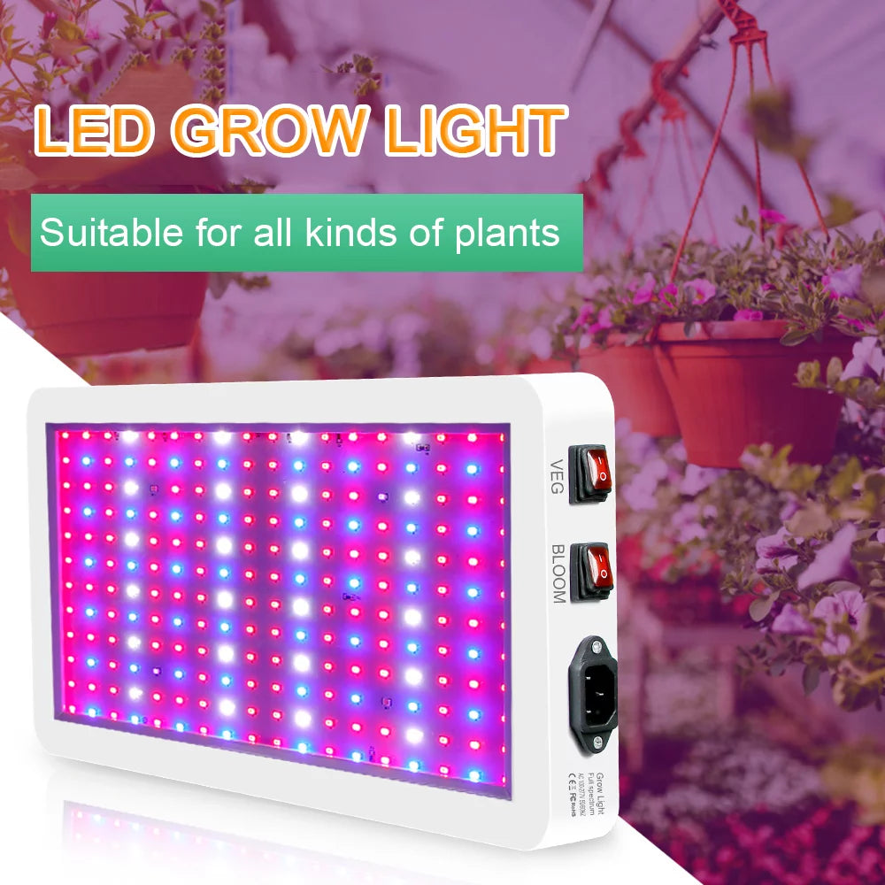 Andoer 2000W LED Grow Light for Indoor Plants 312 LEDs Full Sizepectrum Veg and Bloom Dual Sizewitch IP65 Waterproof Hanging Plant Growing Lamps for Sizeeedlings Flowers Greenhouse