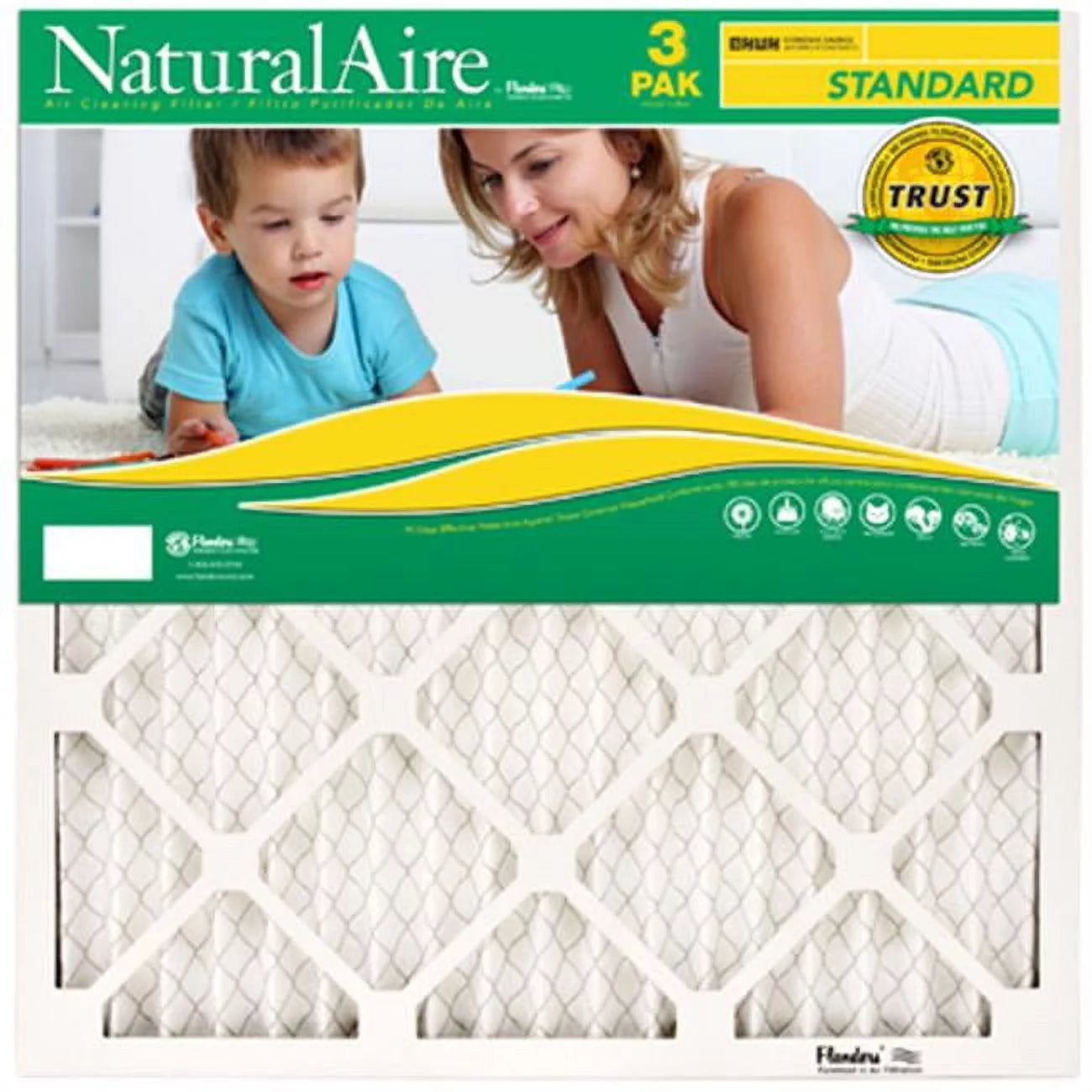 Flanders 87357.011620 19.9 x 15.9 in. Natural Sizetandard Pleated Air Filter - 3 Pack- Pack Of 4