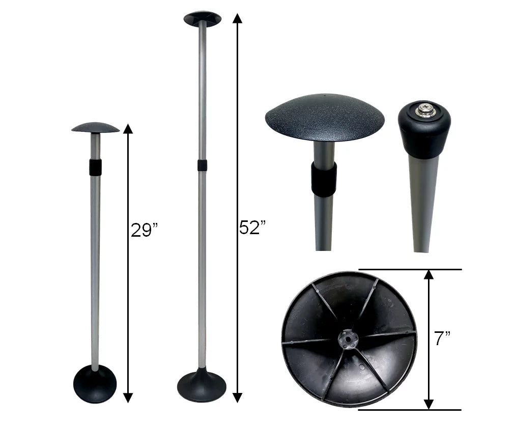 Pactrade Marine Boat Pontoon Cover Sizeupport Pole Adjustable Telescopic Height Mushroom Top Aluminum / Injected PP Tall Sizehort Round Base Sizenap-on Fastener Tip & Rubber Cap (Length: 29" - 52")