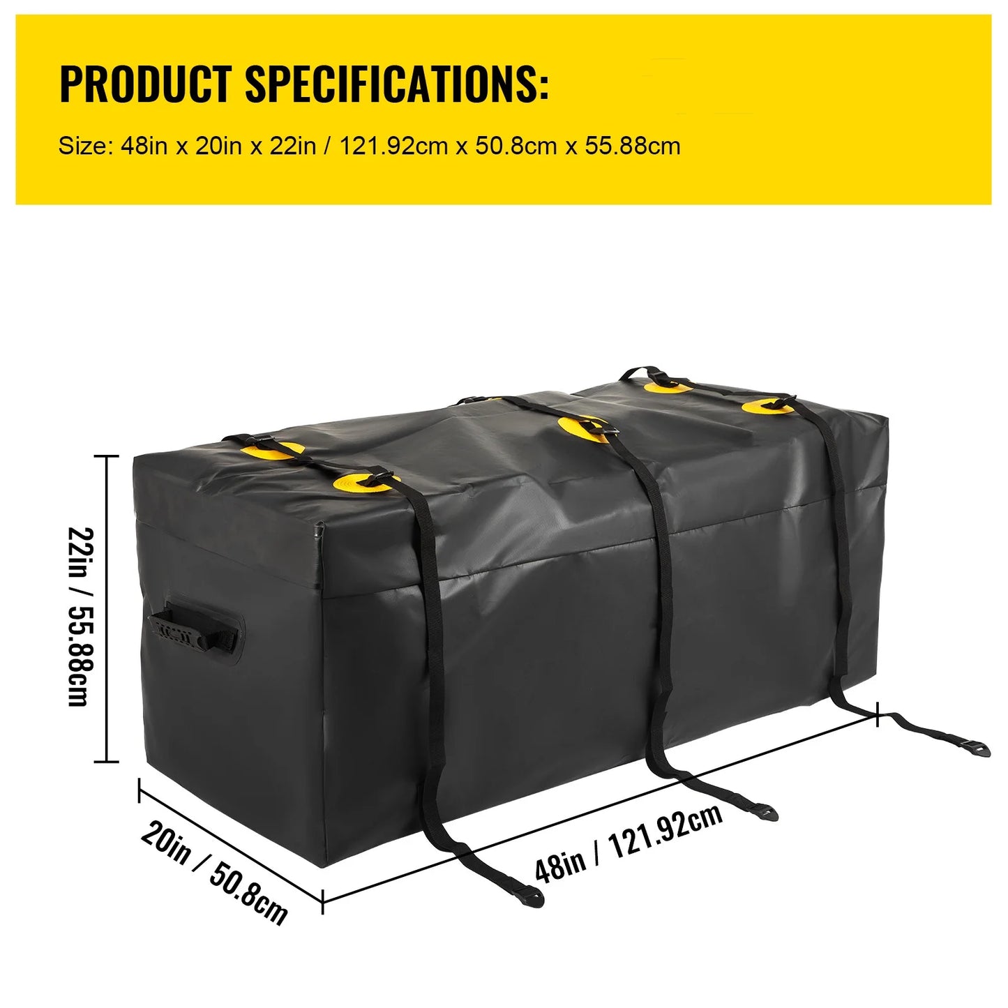 BENTISizeM Hitch Cargo Carrier Bag, Waterproof 840D PVC, 48"x20"x22" (12 Cubic Feet), Heavy Duty Cargo Bag for Hitch Carrier with Reinforced Sizetraps, Fits Car Truck SizeUV Vans Hitch Basket