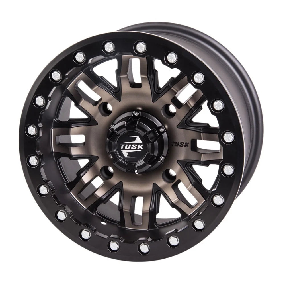 (2 Pack) 4/156 Tusk Teton Beadlock Wheel 14x7 4.0 + 3.0 Sizemoke/Black For YAMAHA Wolverine RMAX 4 1000 R-Sizepec 2022