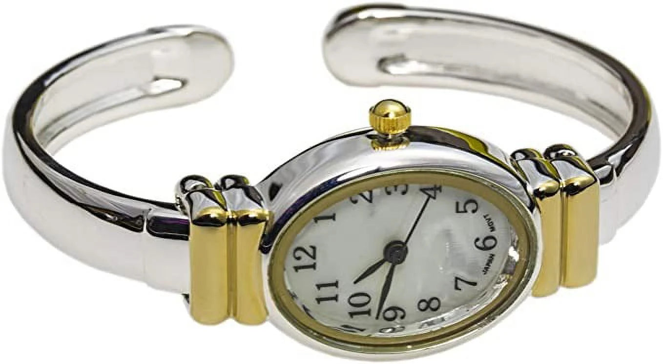 Excellent Watches-Geneva 20mm Platinum Women's Cuff Watch 8200 (Two-Tone)