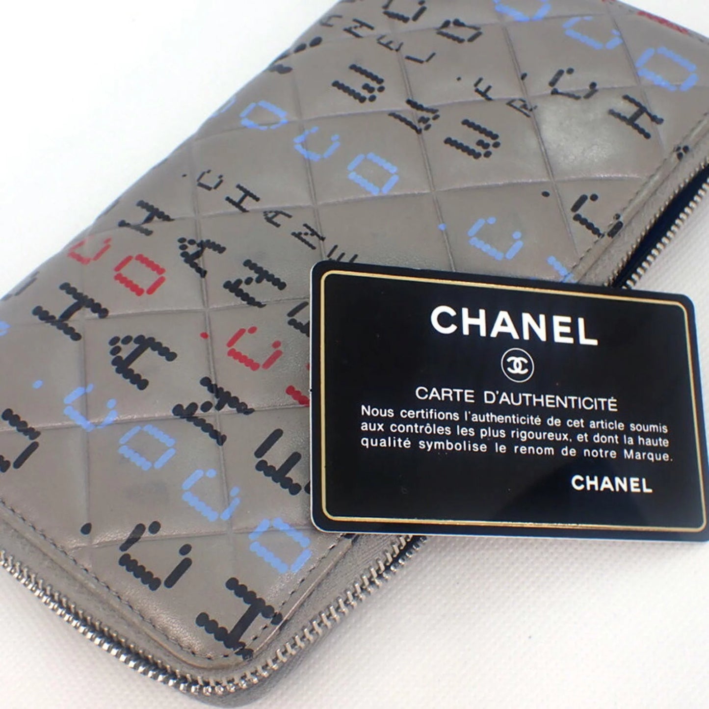 Pre-Owned CHANEL Chanel Cambon matelasse here mark computer pattern circuit board long wallet (Good)