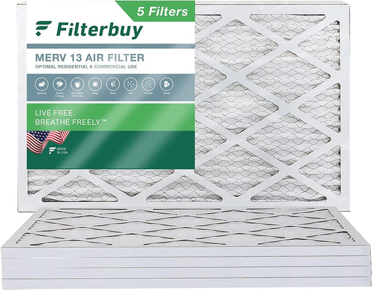 Filterbuy 20x36x1 MERV 13 Pleated HVAC AC Furnace Air Filters (5-Pack)