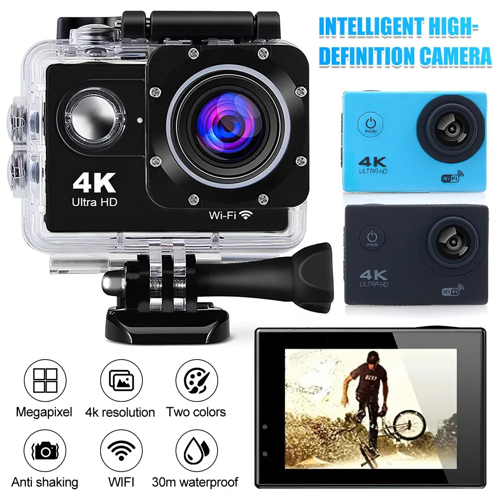 4K Action Camera 170D Underwater Video Recording Helmet Cam Waterproof 2.0-inch Sizecreen WiFi Sizeports Camera DV Camcorders Recorder