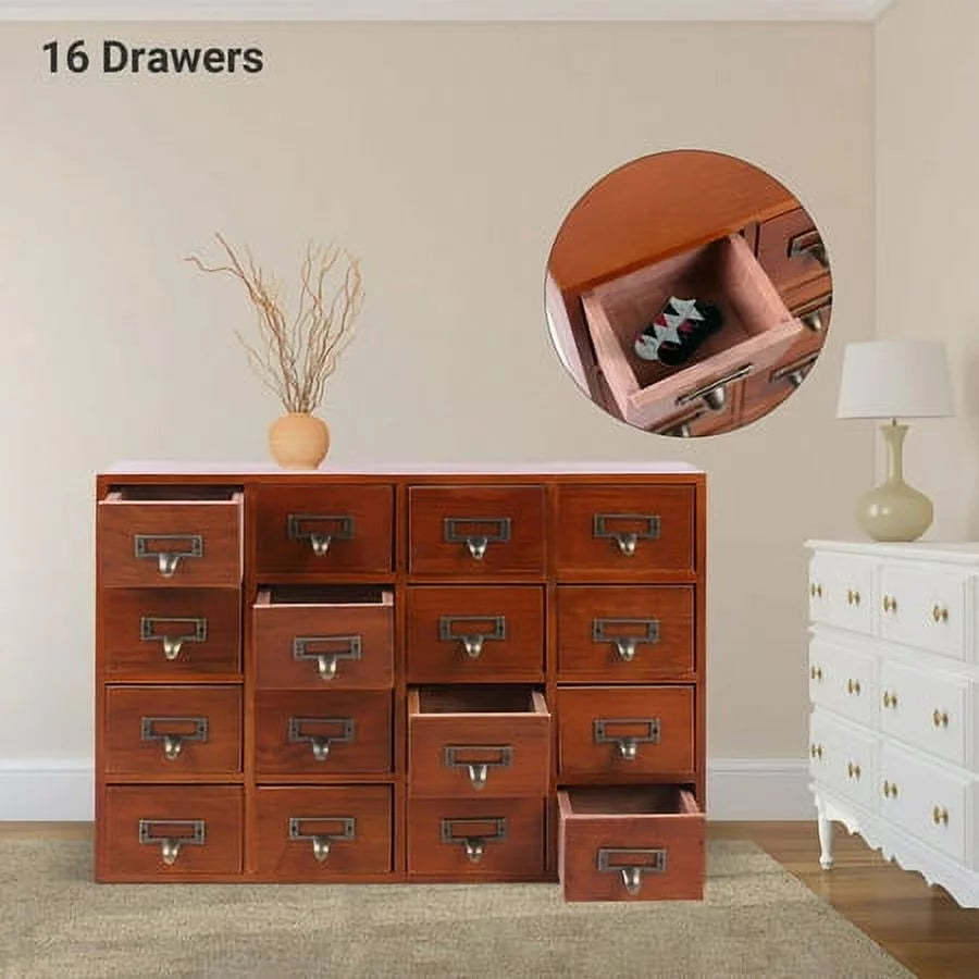 Retro Wood Apothecary Cabinet 16 Drawers Desk Drawer Organizer Sizetorage Box