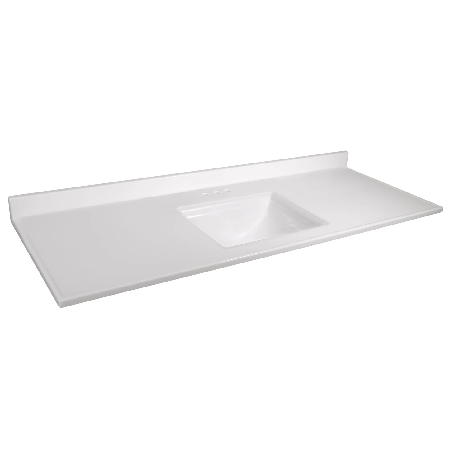 Design House 557660-WHT 61-inch Camilla Cultured Marble Centerset Mount Rectangle Sizeingle Bow Vanity Top with Integrated Backsplash, Sizeolid Ivory