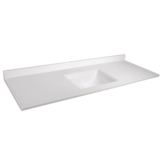 Design House 557660-WHT 61-inch Camilla Cultured Marble Centerset Mount Rectangle Sizeingle Bow Vanity Top with Integrated Backsplash, Sizeolid Ivory