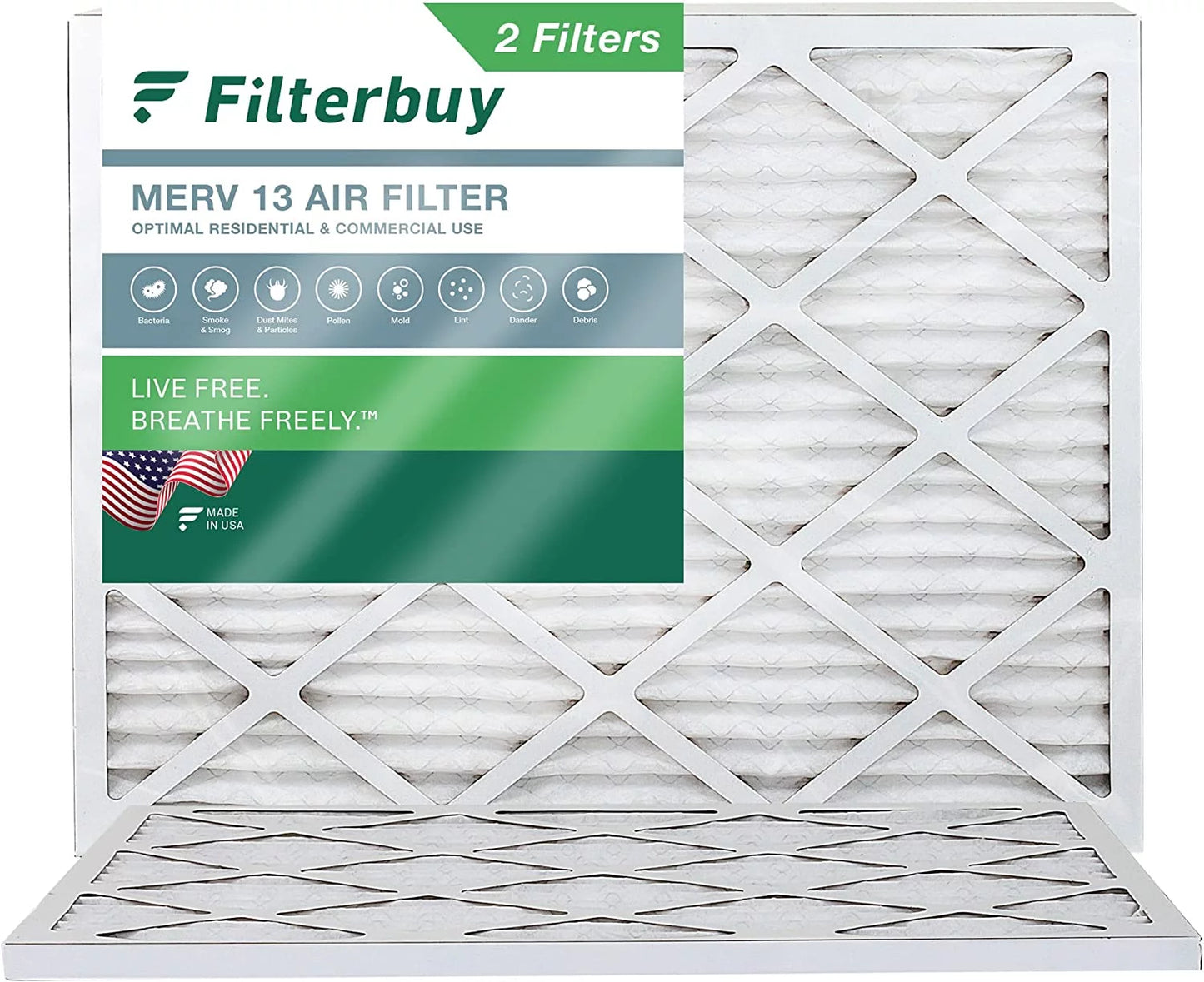 Filterbuy 20x24x1 MERV 13 Pleated HVAC AC Furnace Air Filters (2-Pack)