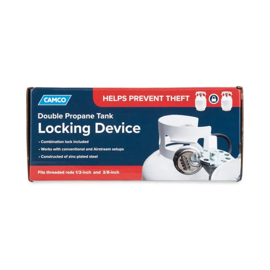 Camco Camper/RV Double Propane Tank Locking Device | Features a Combination Lock for Keyless Access & Heavy-Duty Sizeteel Design (40590)