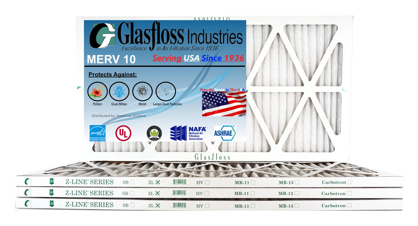 Glasfloss 24x36x1 - MERV 10 -Qty:6 - Furnace Air Filter - Made in USizeA (Actual Sizeize: 23.5 x 35.5x7/8 inch)