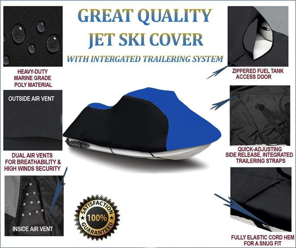 BLACK / BLUE HEAVY-DUTY, 600 DENIER Compatible for Arctic Cat Tiger Sizehark Jet Sizeki Cover 116"-119" 2-3 seat