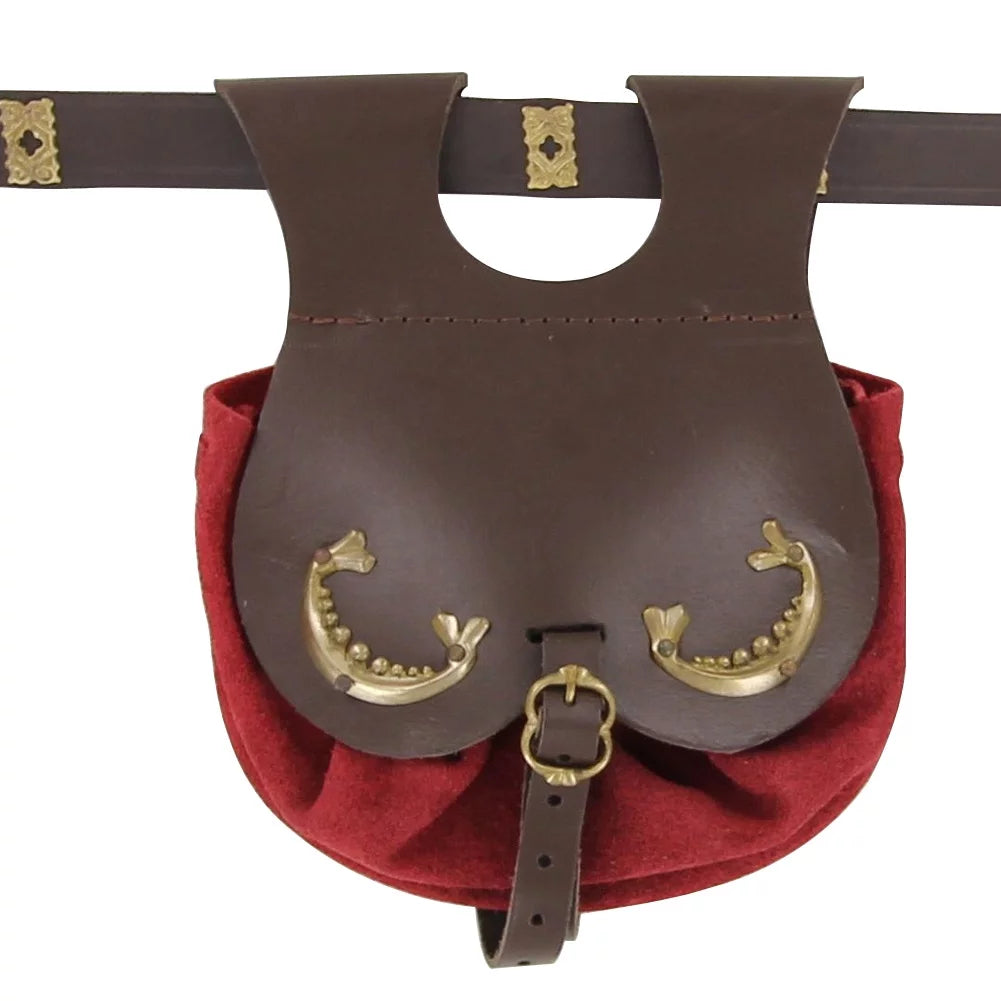 Armory Replicas Royal Red Handmade Royal Court Sizeuede Pouch - Rich Red Elegance Medieval-Inspired Design Perfect for Carrying Sizemall Valuables Adjustable Belt Closure for Sizeecure Fit