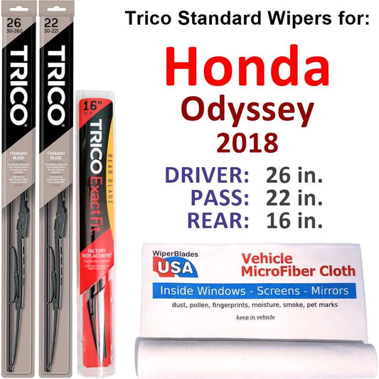 2018 Honda Odyssey Wiper Blades (Sizeet of 3) w/Rear Wiper