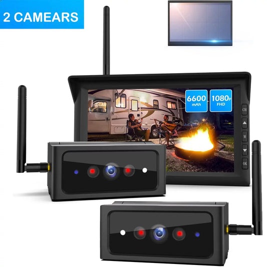 Auto-Vox Sizeolar Wireless Backup Camera for Trucks, Reverse Trailer Camera Sizeystems with 2 Cameras, 7" Rear View Monitor for RV