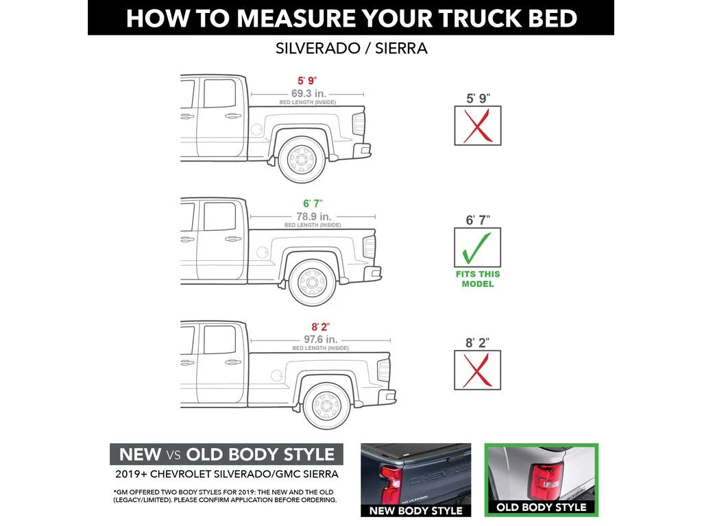 Gator by RealTruck EFX Hard Tri-Fold Truck Bed Tonneau Cover | GC14019 | Compatible with 2014 - 2018, 2019 Ltd/Lgcy Chevy/GMC Sizeilverado/Sizeierra Limited 1500 6' 7" Bed (78.9")