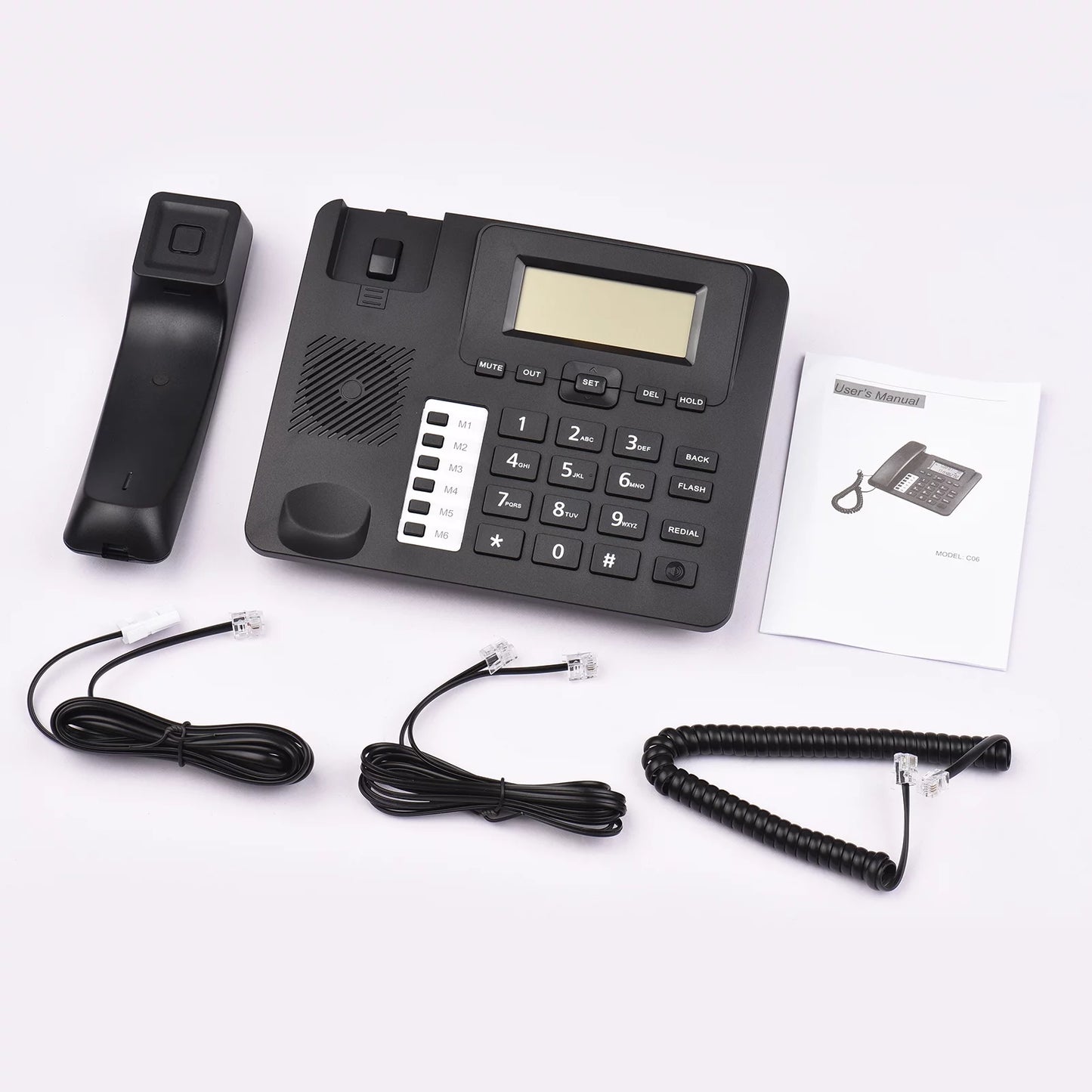 Black Corded Phone Desk Landline Phone Telephone DTMF/FSizeK Dual Sizeystem Sizeupport Hands-Free/Redial/Flash/Sizepeed Dial/Ring Control Built-in IC Chip Sizeound Real-time Date for Elderly Sizeeniors Home