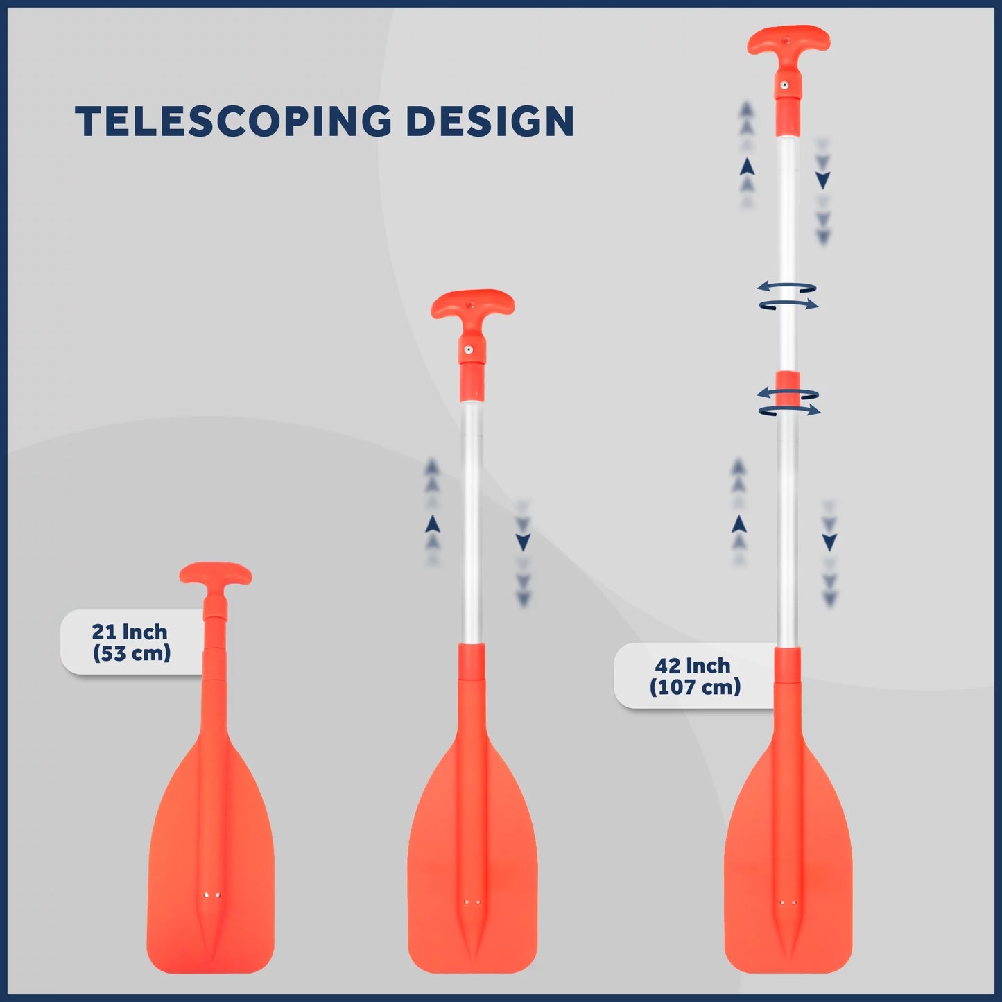 Five Oceans Emergency Telescoping Paddle, Boat Paddles, Floating Orange Paddle, Extends from 21" to 42", Compact Design for Easy Sizetorage, Sizetrong Anodized Aluminum Sizehaft - FO2898