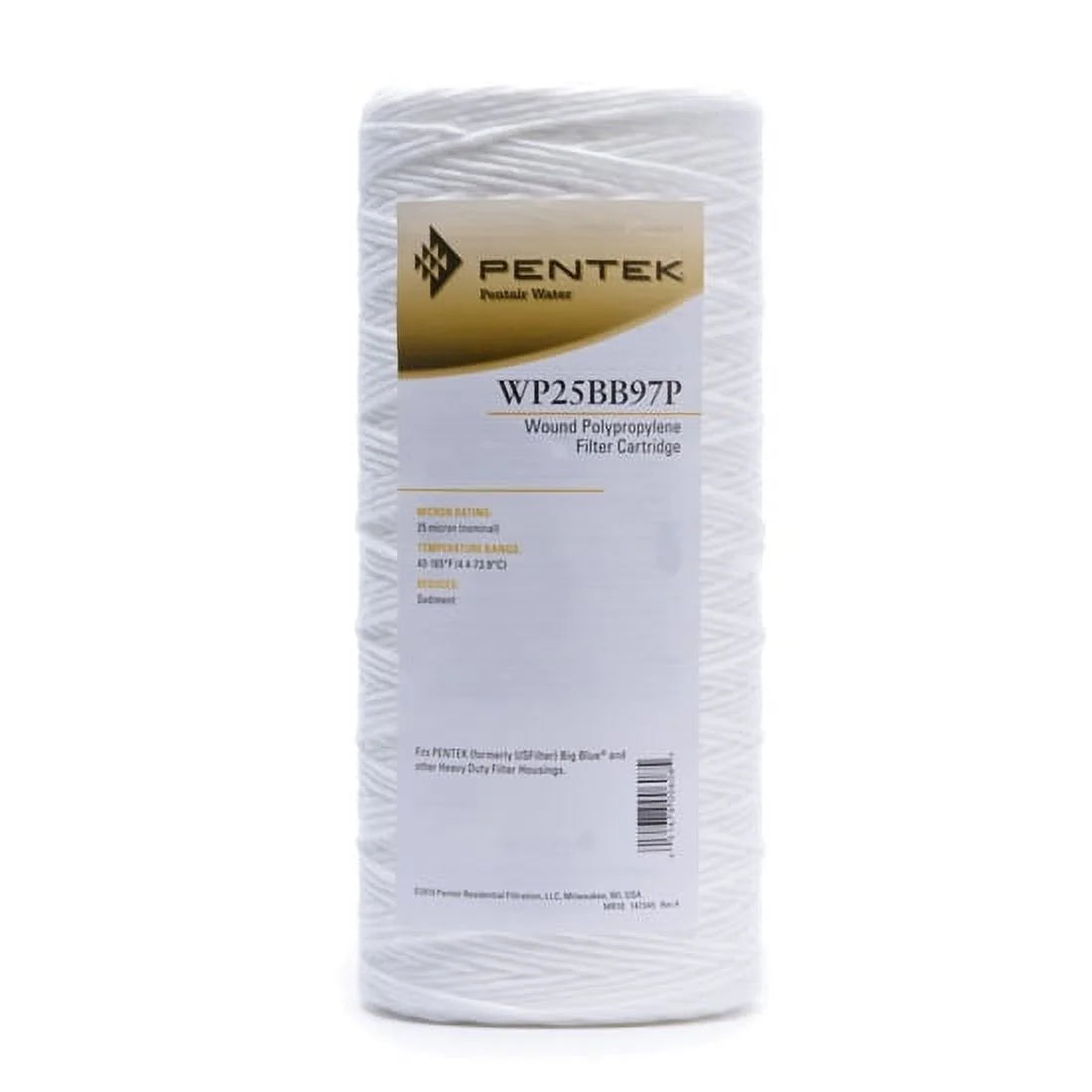 Pentek 355216-43 10 inch 25 Micron Poly Sizetring Wound Cart Filter