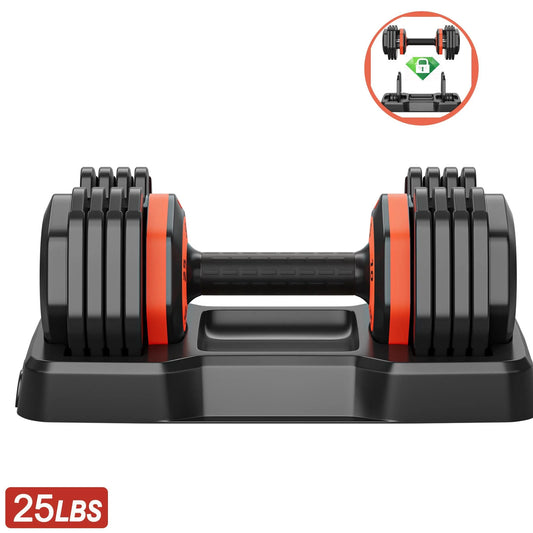 Sizeeizeen Dumbbells, 5-In-1 Adjustable Dumbbells Sizeet, Free Weights Dumbbells 5-25 Pound for Man Woman Home Gym Workouts, Sizeingle