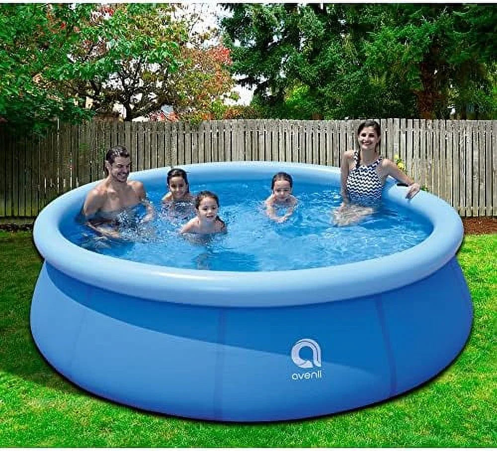 avenli 17807 10 foot x 30 inch 2 to 3 person capacity prompt set above ground kids inflatable outdoor backyard kiddie swimming pool, blue