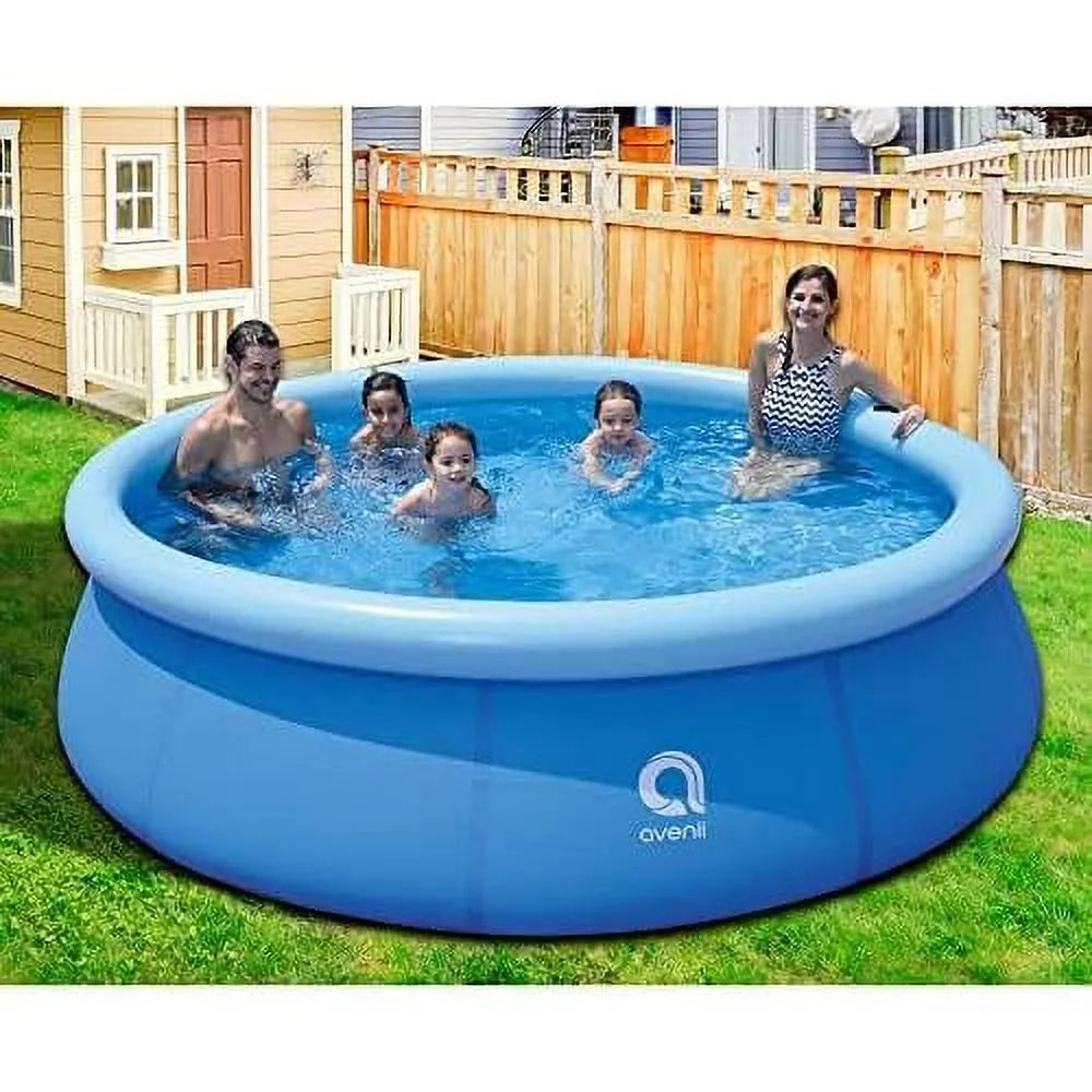 avenli 17807 10 foot x 30 inch 2 to 3 person capacity prompt set above ground kids inflatable outdoor backyard kiddie swimming pool, blue