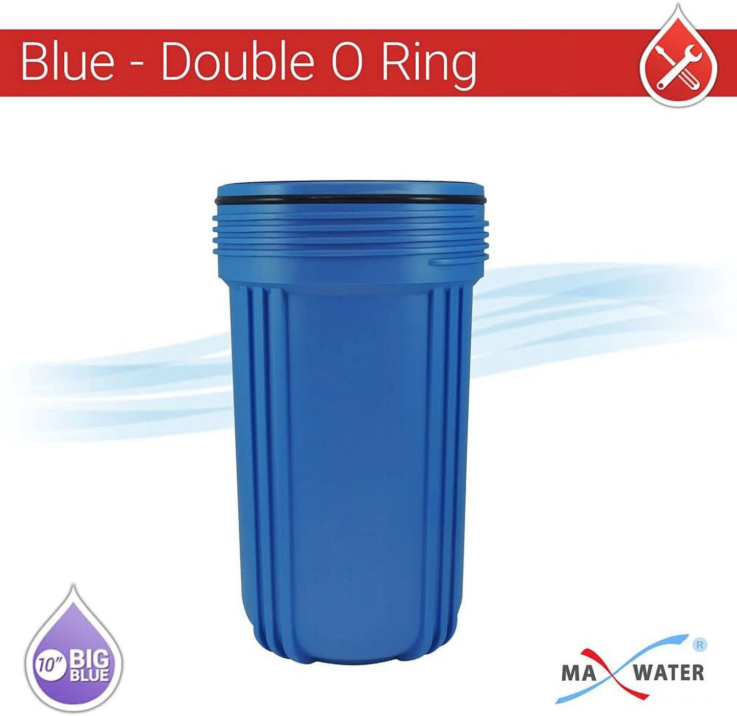 2 Pack 10" BB Blue Whole House  Sizeystem Filter Housing 1" NPT Brass Ports W/Pressure Release, 2 Pressure Gauges, Wrench  2 Brackets