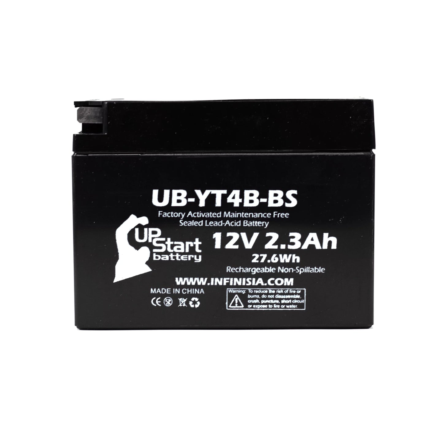 4-Pack UpSizetart Battery Replacement for 2008 Yamaha SizeR400 400CC Factory Activated, Maintenance Free, Motorcycle Battery - 12V, 2.3Ah, UB-YT4B-BSize