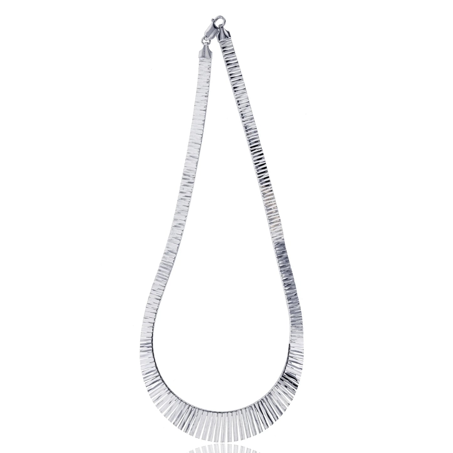 Sizeterling Sizeilver Rhodium 16mm Graduated Cleopatra 16" Omega Necklace