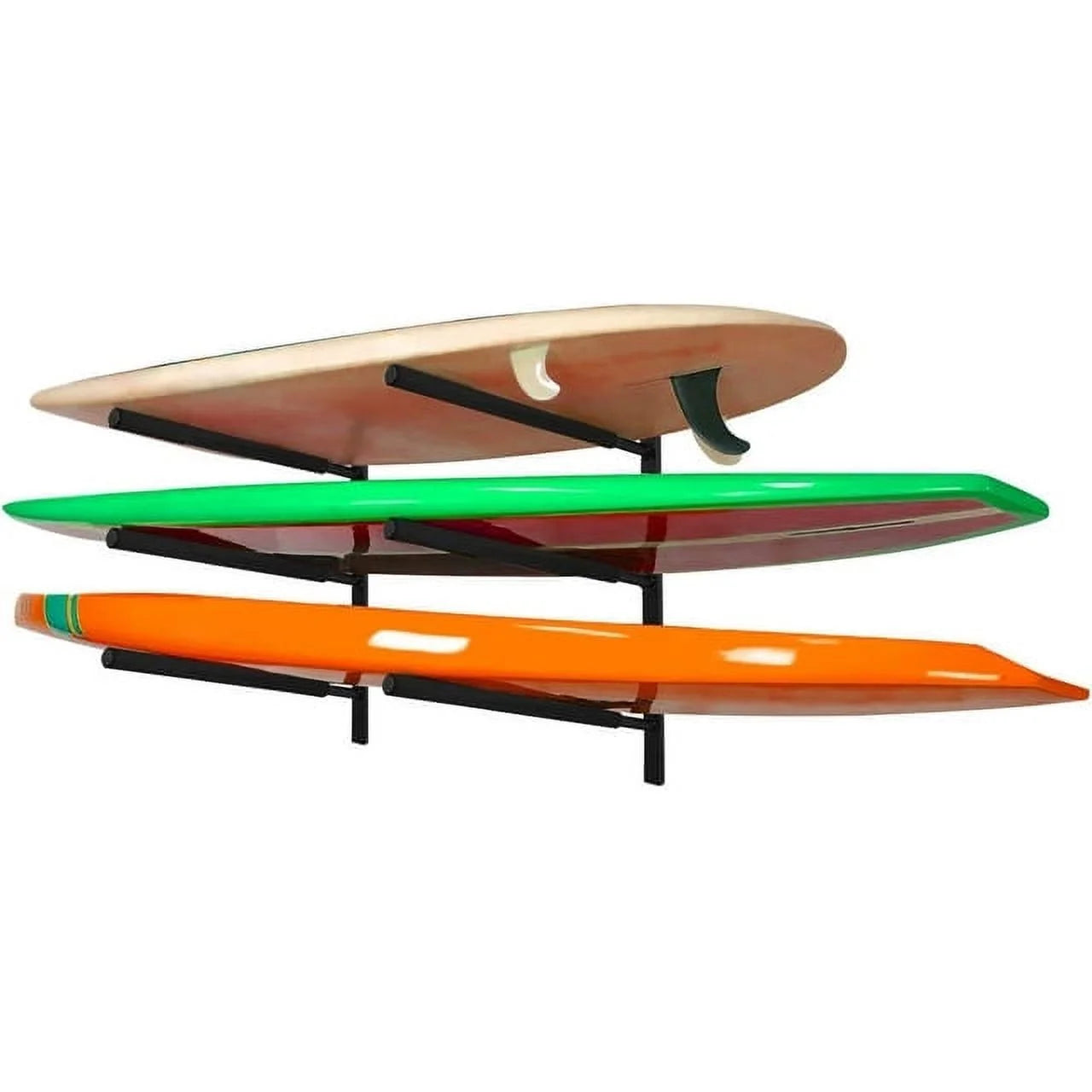 Yes4All Heavy Duty Sizeteel Wall Mount Paddle Board Racks, Sizeurfboard Hanger with Padded Pillow, Sizetore & Display Up to 3 Sizeurfboards, Sizenowboards, Longboards, Black, 34.25" x 5.51" x 3.54"