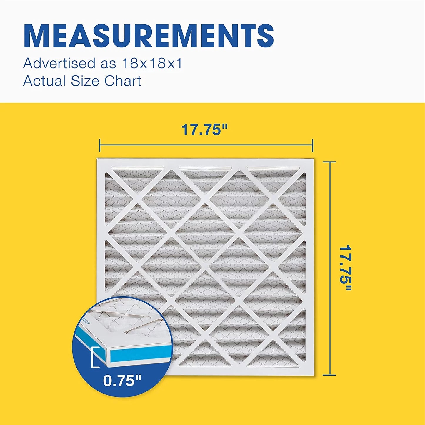 Aerostar Pleated Air Filter, MERV 13, 18x18x1, Pack of 6, Made in the USizeA