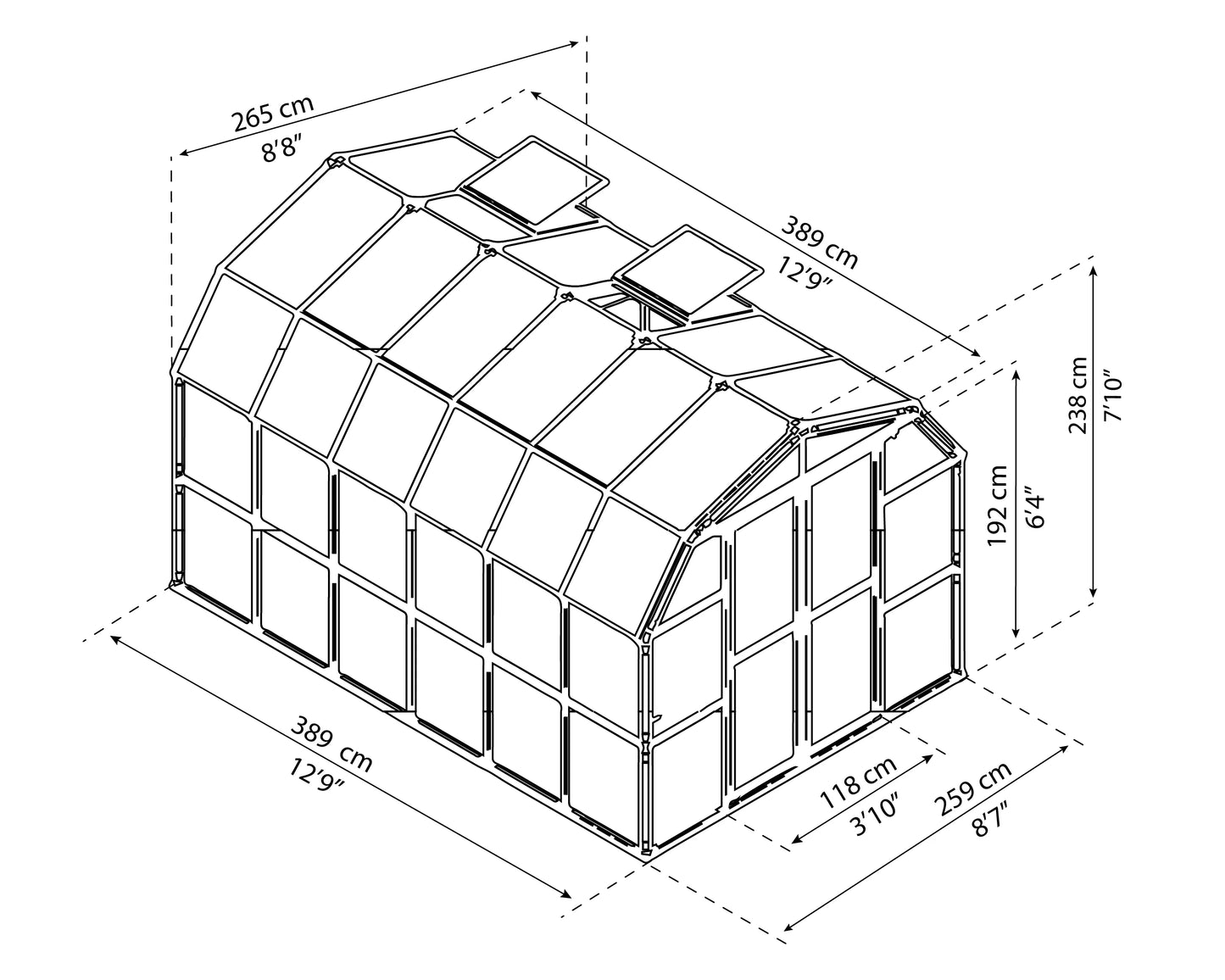 Palram - Canopia Grand Gardener 8' x 12' Clear Walk-In Greenhouse - Green - with 2 Roof Vents