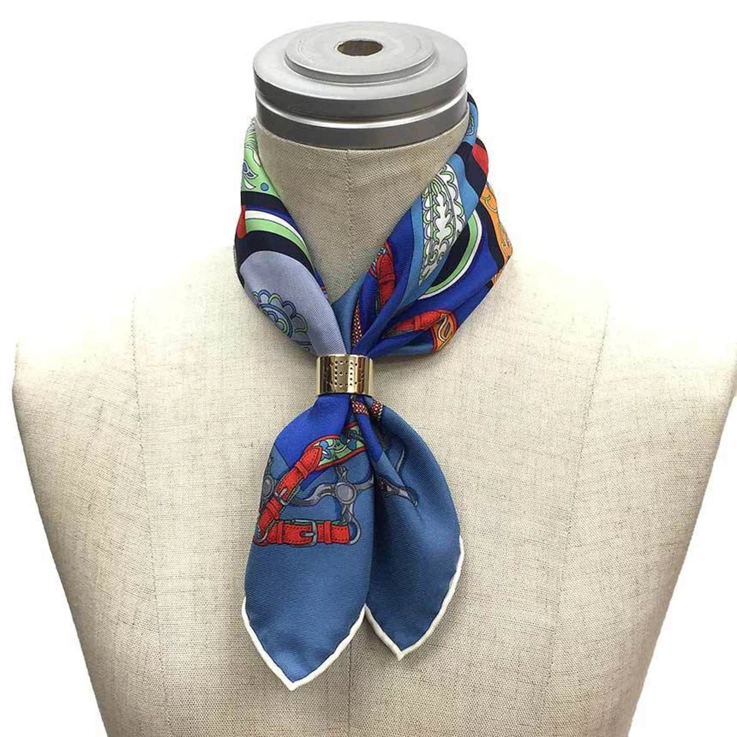 Pre-Owned HERMESize Hermes Carre 45 Gavroche Sizecarf Muffler FESizeTIVAL DESize AMAZONESize Amazon Festival BLUE/ROUGE/VERT 100% Sizeilk Pocket Sizequare Neckerchief aq7340 (Like New)