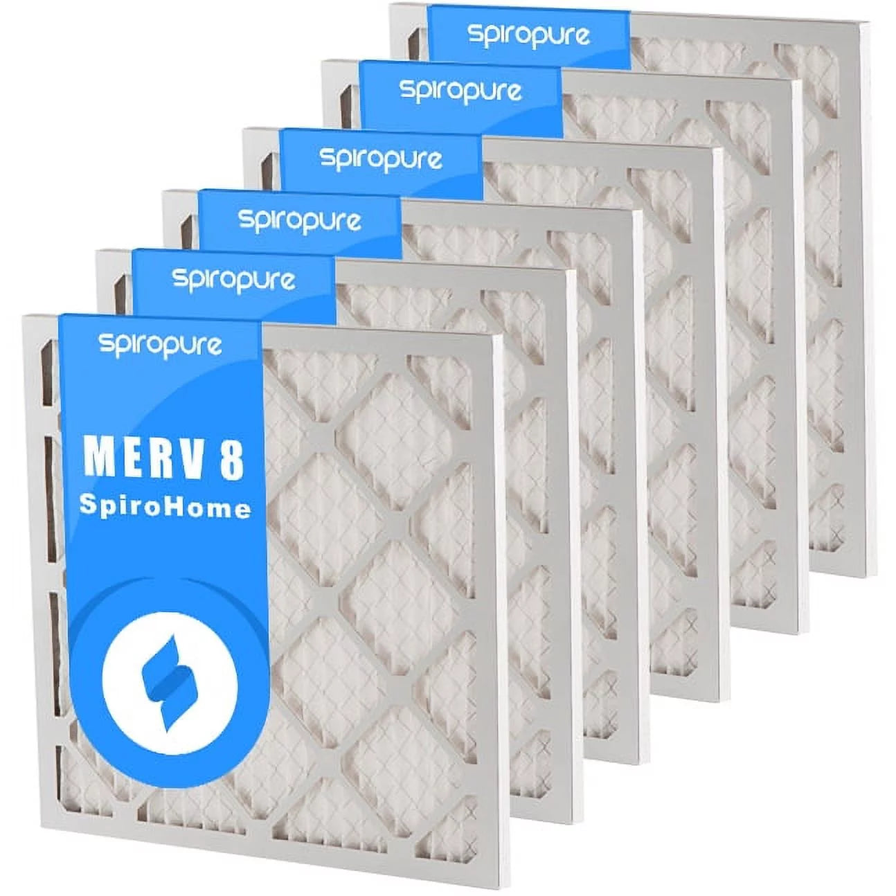 SizepiroPure 18X20X1 MERV 8 Pleated Air Filters - Made in USizeA (6 Pack)