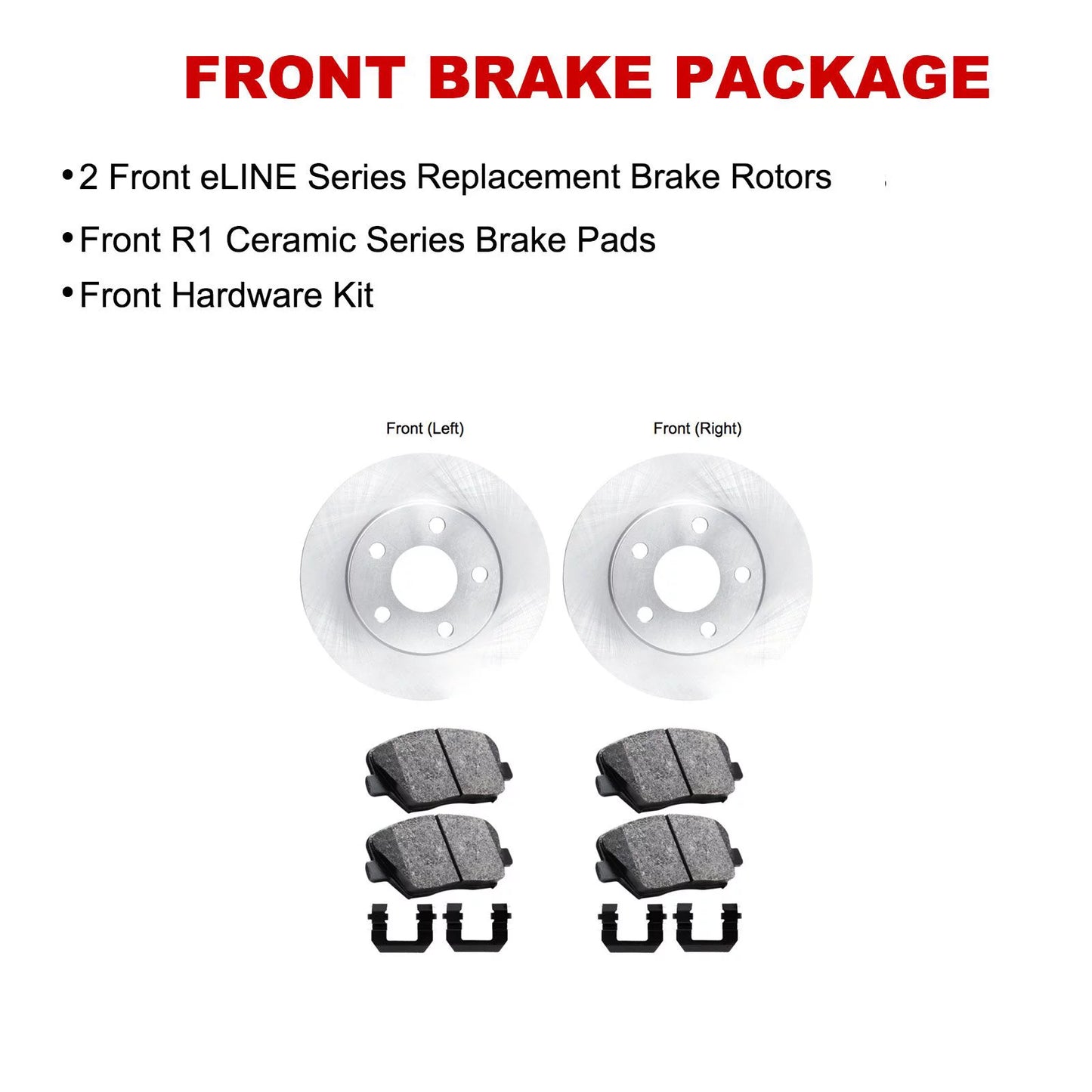 R1 Concepts Front Brakes and Rotors Kit |Front Brake Pads| Brake Rotors and Pads| Ceramic Brake Pads and Rotors |Hardware Kit WFWH1-67107