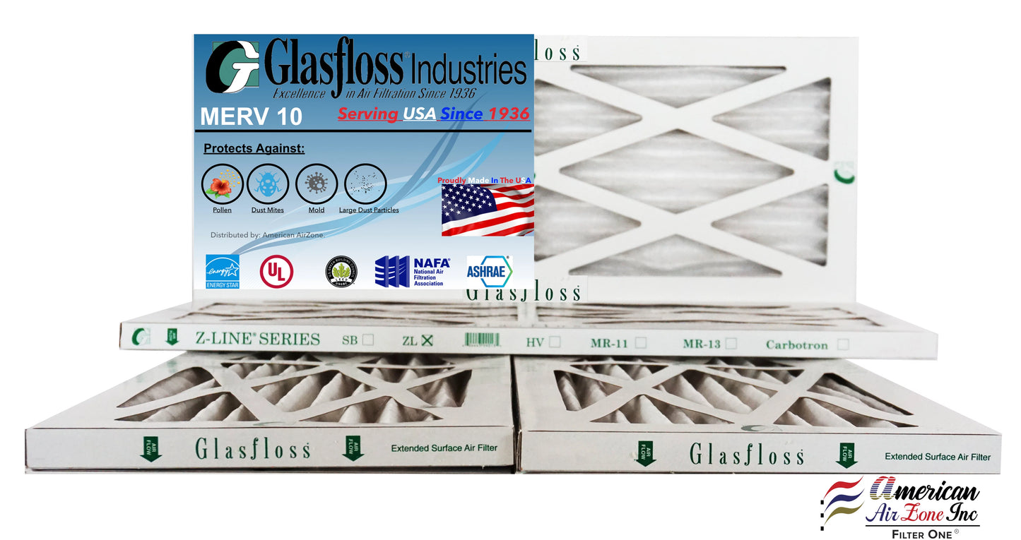 Glasfloss 12x27x1 - MERV 10 -Qty:4 - Furnace Air Filter - Made in USizeA (Actual Sizeize: 11.5 x 26.5x7/8 inch)