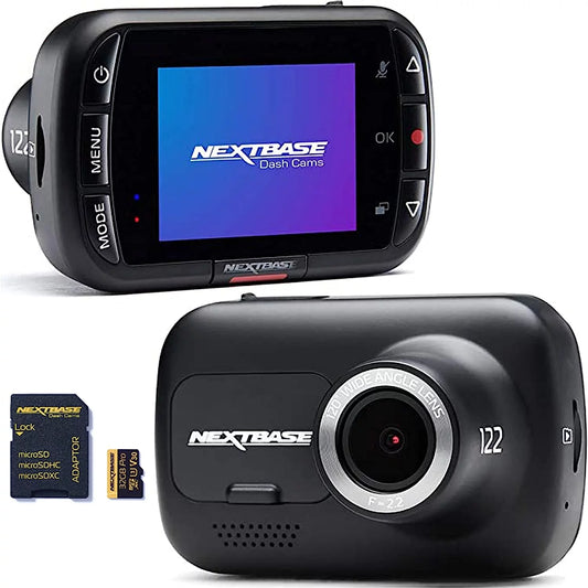 122 Dash Cam and 32GB ro SizeD Memory Bundle - 720p in Car Camera with Parking Mode, Night Vision,