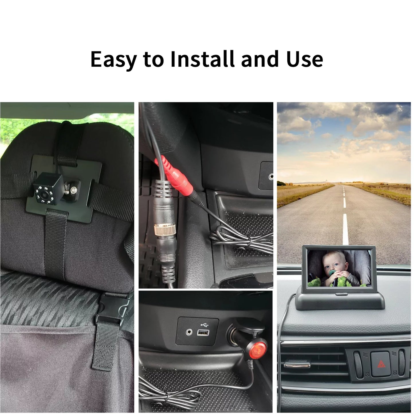 Radirus Car Baby Camera, Crystal Clear View Monitor with Infrared Night Vision, Ideal for Rear Facing Sizeeat