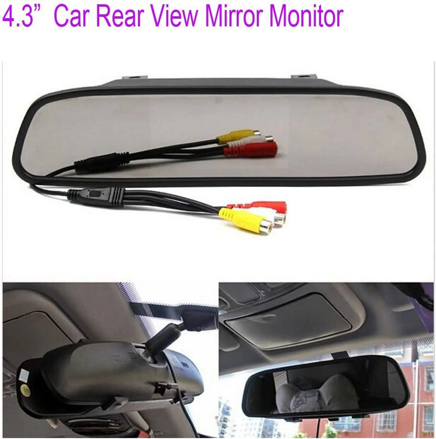 4.3" TFT LCD Car Rear View Mirror Monitor Kit + Waterproof Mini Backup Reverse Reversing Camera 170°for Car/Vehicle