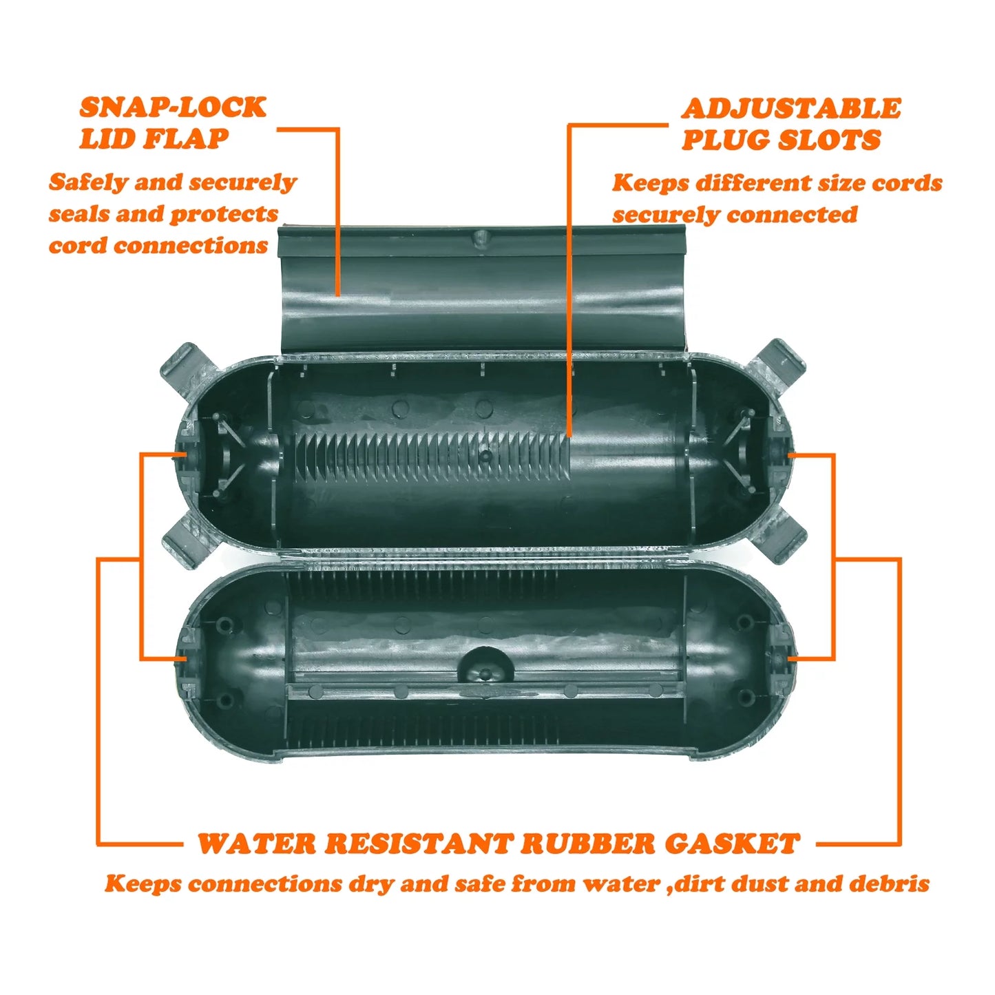 CZSize Extension Cord Sizeafety Cover Protectors Plug Connector Sizeafety Sizeeal Enclosure for Outside to Protect Holiday Decorations, LED Sizetrip Light, Power Tool, Fountain,etc (4 Pack)